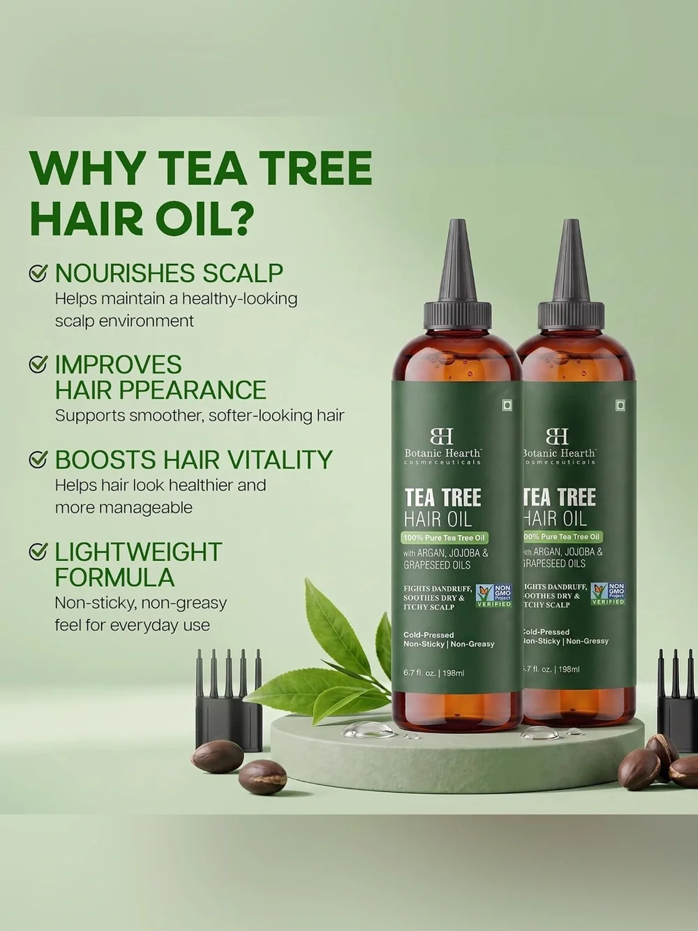 Botanic Hearth Tea Tree Hair Oil For Hair Growth - 6.7 Fl oz Set of 2
